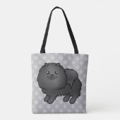 Spitz Cartoon Hund in schwarzer Coat Farbe Tasche (Rückseite)