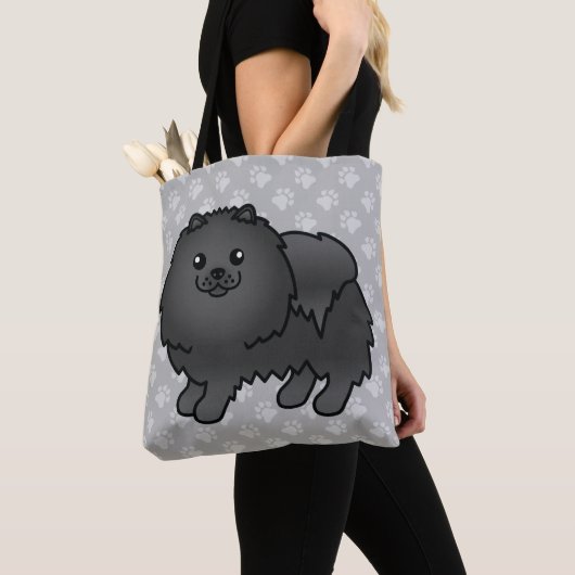 Spitz Cartoon Hund in schwarzer Coat Farbe Tasche (Von Nahem)