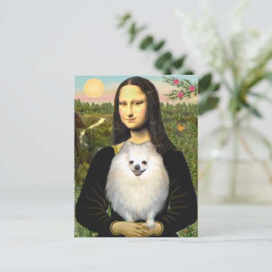 Spitz (Creme) - Mona Lisa Postkarte (Stehend Vorderseite)