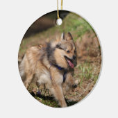 Spitz, der an mit Geschirr läuft Keramikornament (Links)