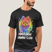 Spitz, der Cloud Hunde Humor betreibt, bekommt Pom T-Shirt (Vorderseite)