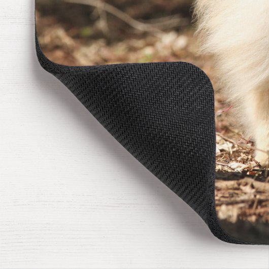 Spitz, der in das gefallene Blätter Trotting ist Mousepad (Ecke)