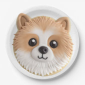 Spitz Dog 3D Inspiriert Pappteller (Vorderseite)