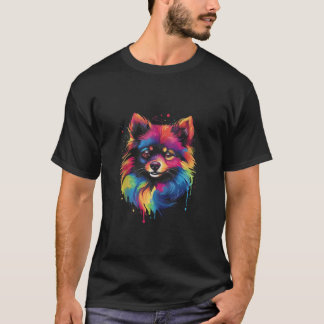 Spitz Dog Abstrakt Art Dog Lover Portrait Tan T-Shirt
