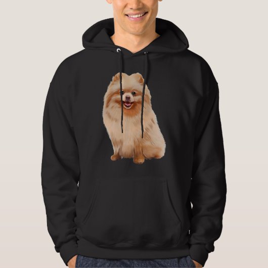 Spitz Dog Aquarellmalerei Hoodie (Vorderseite)