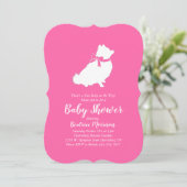Spitz Dog Baby Dusche Pink Girl Einladung (Stehend Vorderseite)