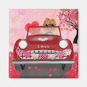 Spitz Dog Car mit Herzvalentiner Magnet (Vorne)