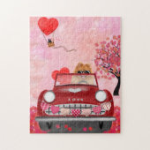 Spitz Dog Car mit Herzvalentiner Puzzle (Vertikal)