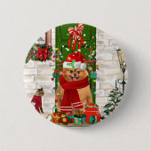 Spitz Dog Christmas Button (Vorderseite)