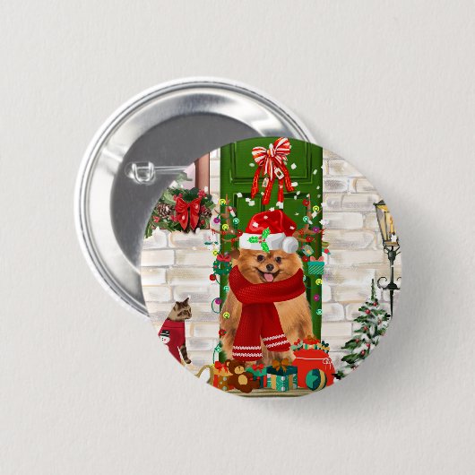 Spitz Dog Christmas Button (Vorne & Hinten)