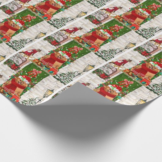Spitz Dog Christmas Geschenkpapier (Ecke)