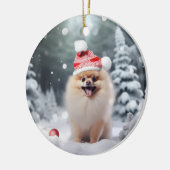 Spitz Dog Christmas Keepake Keramik Ornament (Links)