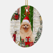 Spitz Dog Christmas Keramik Ornament (Rechts)
