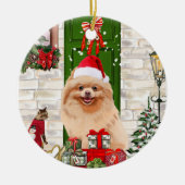 Spitz Dog Christmas Keramik Ornament (Vorne)