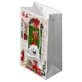 Spitz Dog Christmas Kleine Geschenktüte (Vorderseite Schrägansicht)