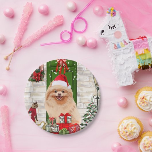 Spitz Dog Christmas Pappteller (Party)