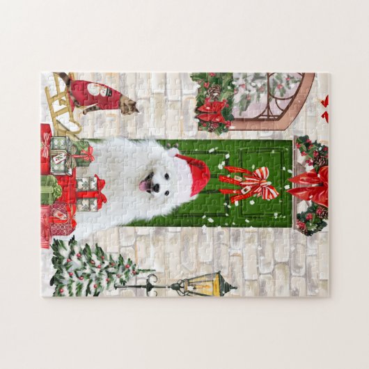 Spitz Dog Christmas Puzzle (Horizontal)