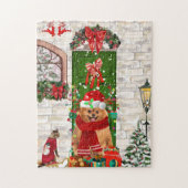 Spitz Dog Christmas Puzzle (Vertikal)