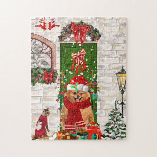 Spitz Dog Christmas Puzzle (Vertikal)
