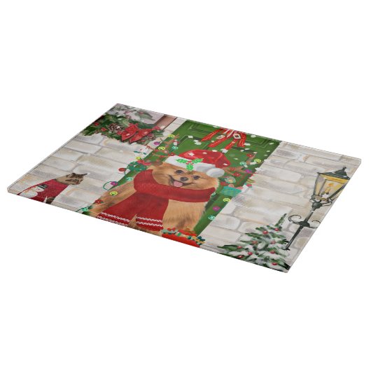 Spitz Dog Christmas Schneidebrett (Ecke)