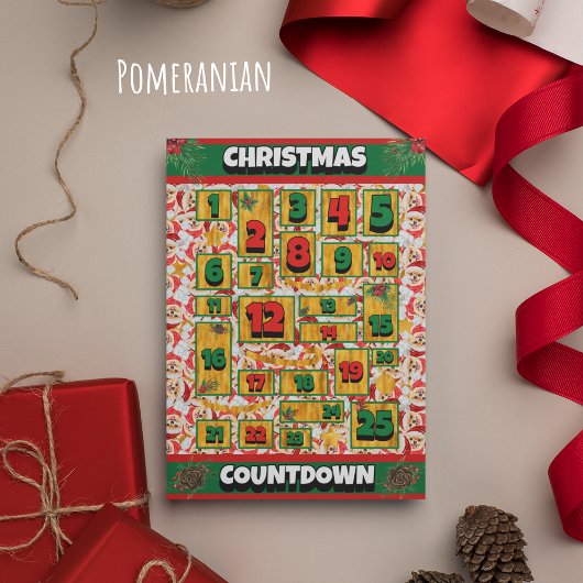 Spitz Dog Countdown Weihnachtskalender Feiertagskarte