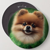 Spitz Dog in St. Patrick's Day Dress Button (Vorne & Hinten)
