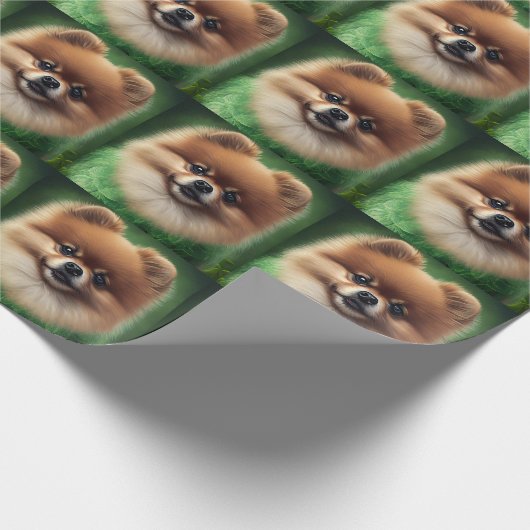 Spitz Dog in St. Patrick's Day Dress Geschenkpapier (Ecke)