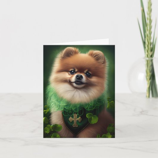 Spitz Dog in St. Patrick's Day Dress Karte (Vorderseite)