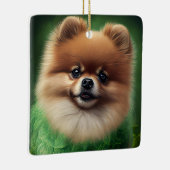 Spitz Dog in St. Patrick's Day Dress Keramikornament (Rechts)