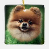 Spitz Dog in St. Patrick's Day Dress Keramikornament (Vorderseite)