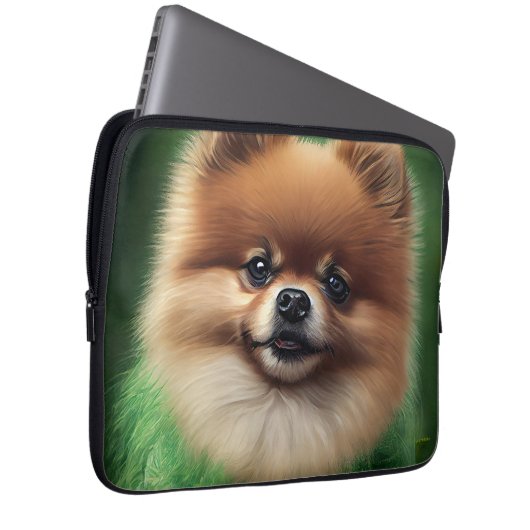 Spitz Dog in St. Patrick's Day Dress Laptopschutzhülle (Vorne Rechts)