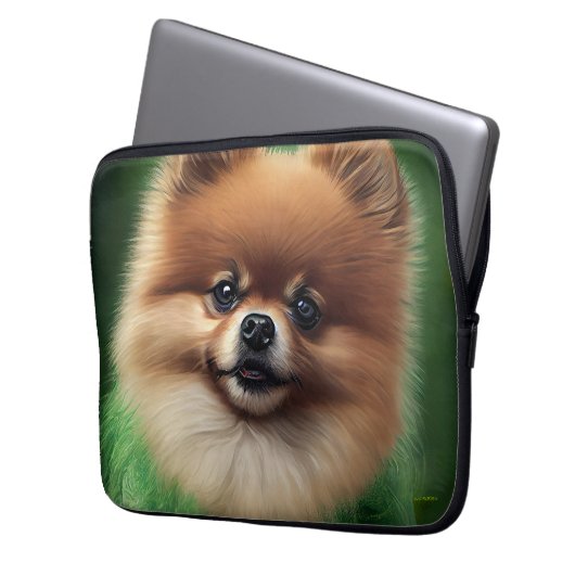 Spitz Dog in St. Patrick's Day Dress Laptopschutzhülle (Vorderseite Links)