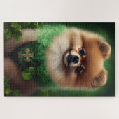 Spitz Dog in St. Patrick's Day Dress Puzzle (Horizontal)