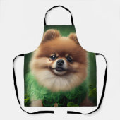 Spitz Dog in St. Patrick's Day Dress Schürze (Vorderseite)