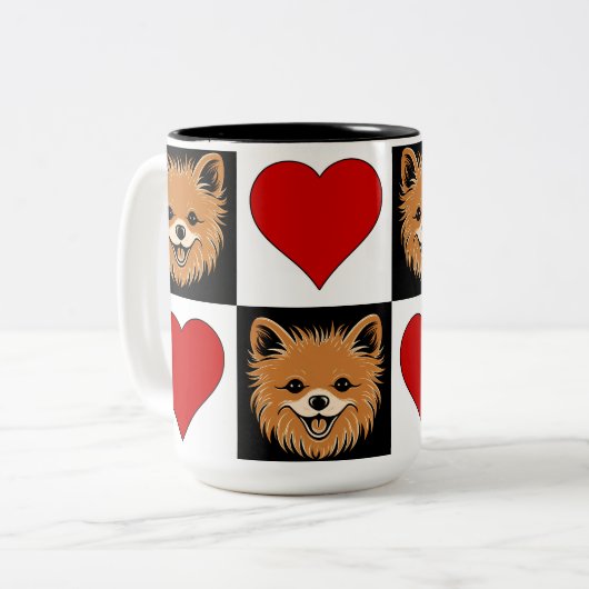 Spitz Dog Lover Niedlich Puppy Prüfmuster Zweifarbige Tasse (Vorderseite Links)