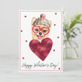 Spitz Dog Lover Valentine Geschenk Feiertagskarte (Stehend Vorderseite)