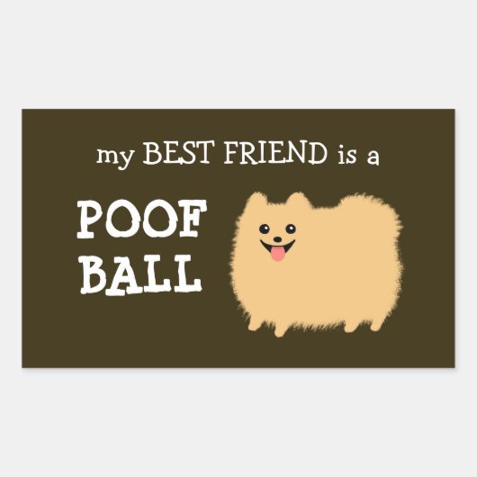 Spitz Dog | Mein bester Freund ist ein Poof Ball Rechteckiger Aufkleber (Vorderseite)