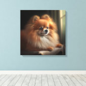 Spitz Dog Niedlich Portrait Leinwanddruck (Insitu (Holzboden))