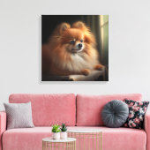 Spitz Dog Niedlich Portrait Leinwanddruck (Insitu (Wohnzimmer))