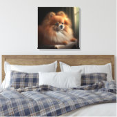 Spitz Dog Niedlich Portrait Leinwanddruck (Insitu (Schlafzimmer))