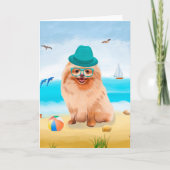 Spitz Dog on Beach Karte (Vorderseite)