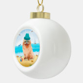 Spitz Dog on Beach Keramik Kugel-Ornament (Rechts)