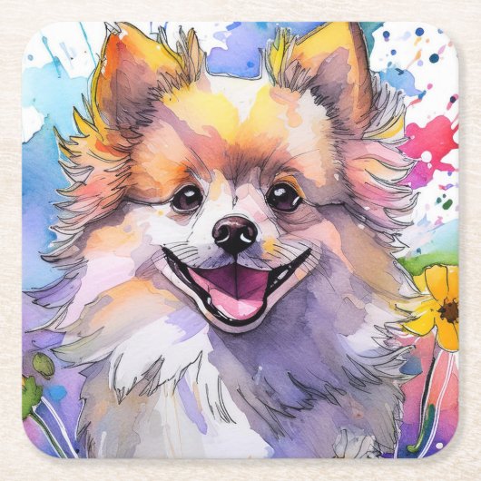 Spitz Dog Paper Untersetzer (Vorderseite)