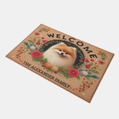 Spitz Dog Paradise, Personalisierter Name Willkomm Fußmatte (Schrägansicht)