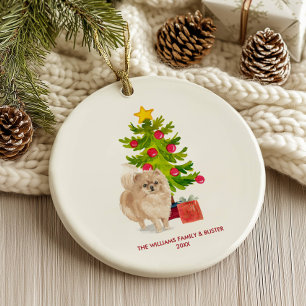 Spitz Dog Personalisiert Weihnachten Keramik Ornament