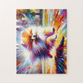 Spitz Dog Portrait Akryllische Kunstdruckleder Puzzle (Vertikal)