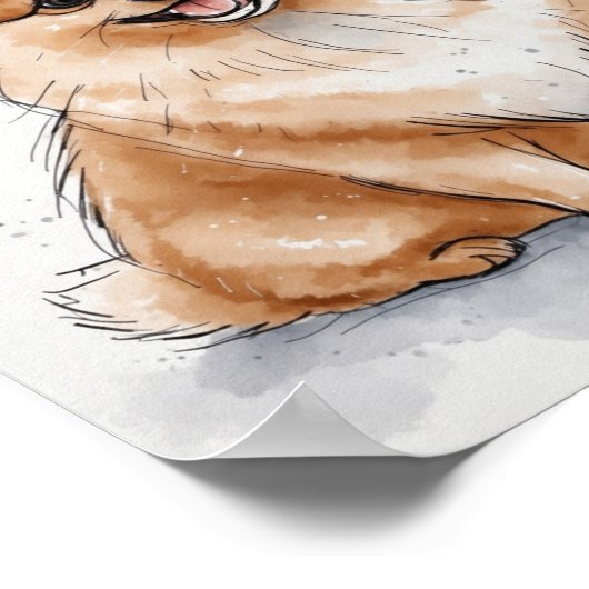 Spitz | Dog Print | Dog Art Print Poster (Ecke)