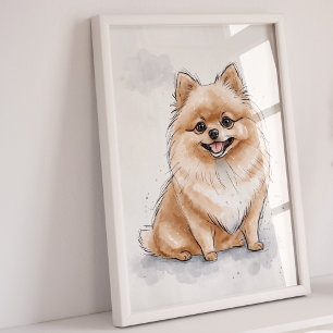 Spitz Dog Print Dog Art Print Poster