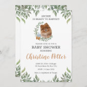 Spitz Dog Puppy Greenery Boho Kinderdusche Einladung (Vorne/Hinten)
