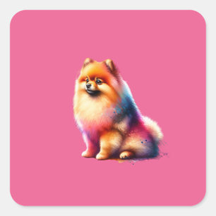 Spitz Dog Quadratischer Aufkleber